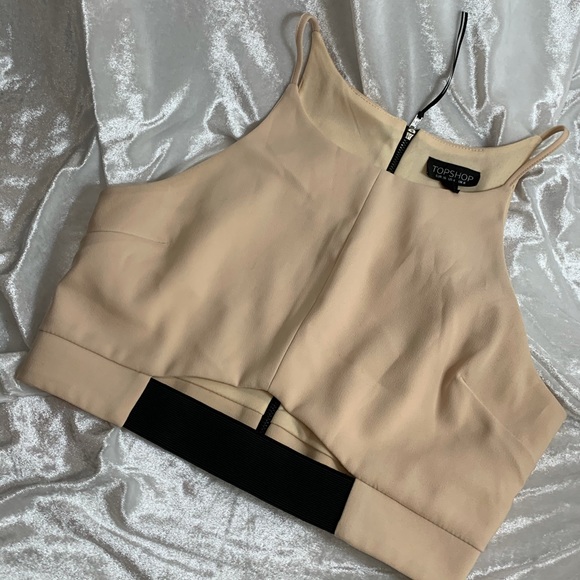 TOPSHOP crop top size 4 cream and black - Picture 2 of 8